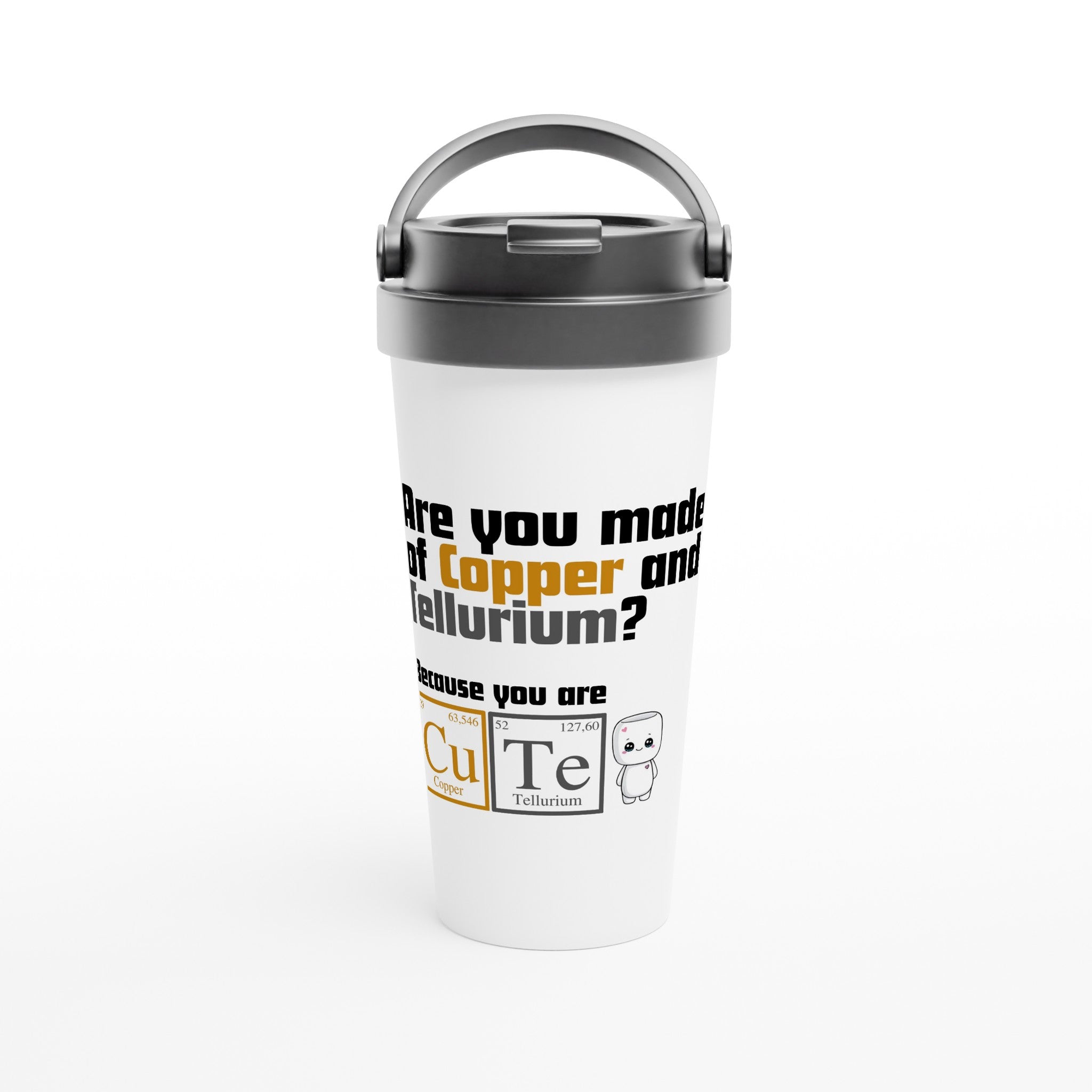 You Are Cute, Periodic Table - White 15oz Stainless Steel Travel Mug Default Title Travel Mug Globally Fulfilled Science