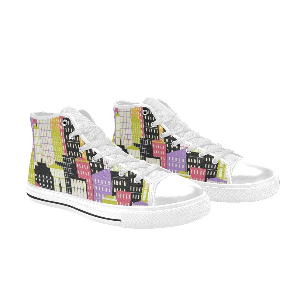 City Scape Women's High Top Canvas Shoes Womens Classic High Top Shoes Printed Offshore