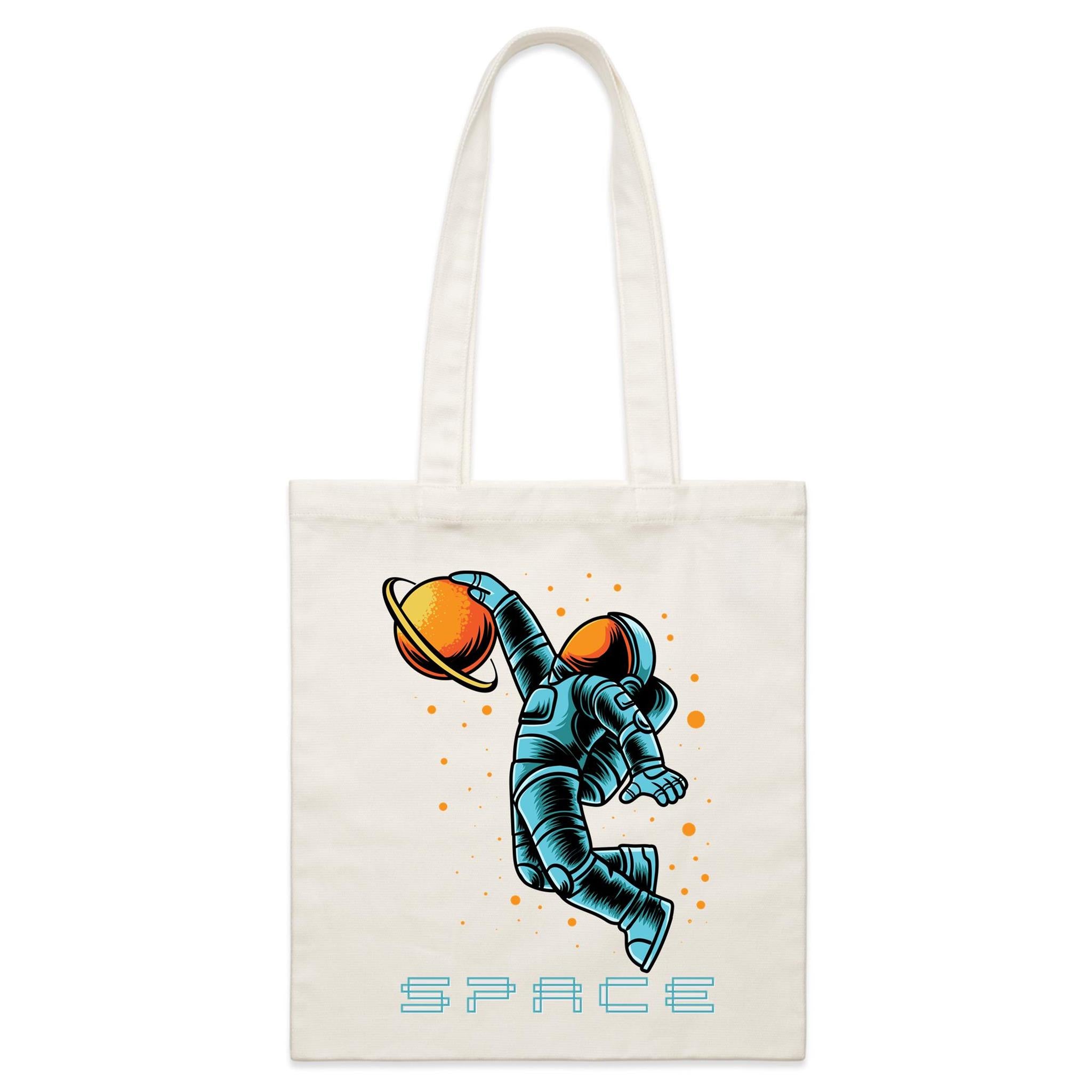 Astronaut Basketball - Parcel Canvas Tote Bag Default Title Small Tote Bag Printed In Australia Space