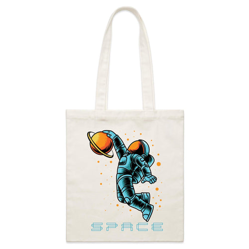 Astronaut Basketball - Parcel Canvas Tote Bag Default Title Small Tote Bag Printed In Australia Space
