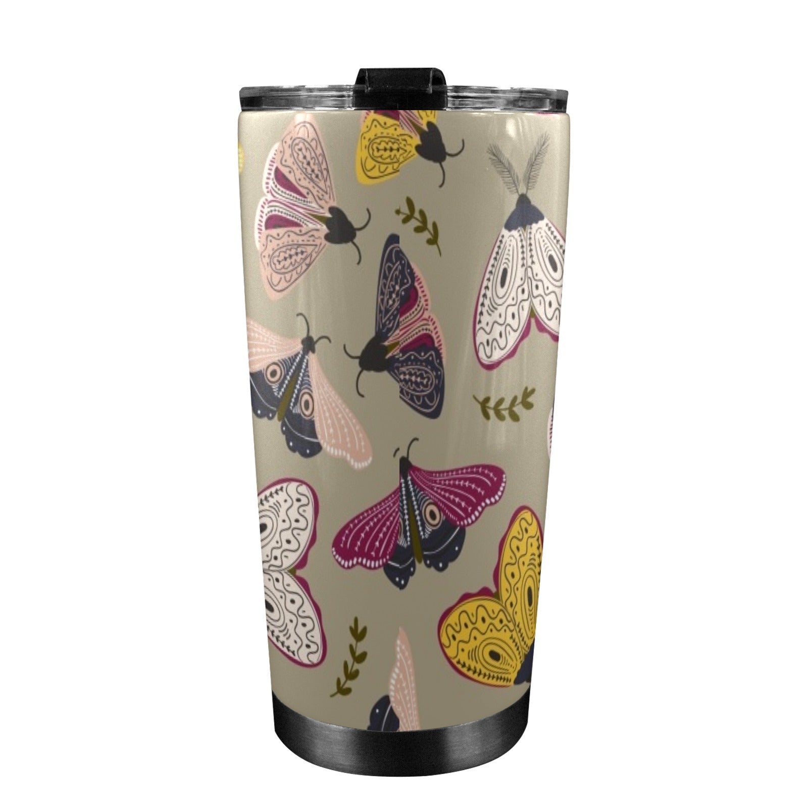 Pretty Moths 20oz Mobile Tumbler with Lid (Black Lock) 20oz Travel Mug animal Printed Offshore