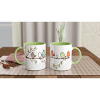 Birds On A Branch - White 11oz Ceramic Mug with Colour Inside Colour 11oz Mug animal Globally Fulfilled