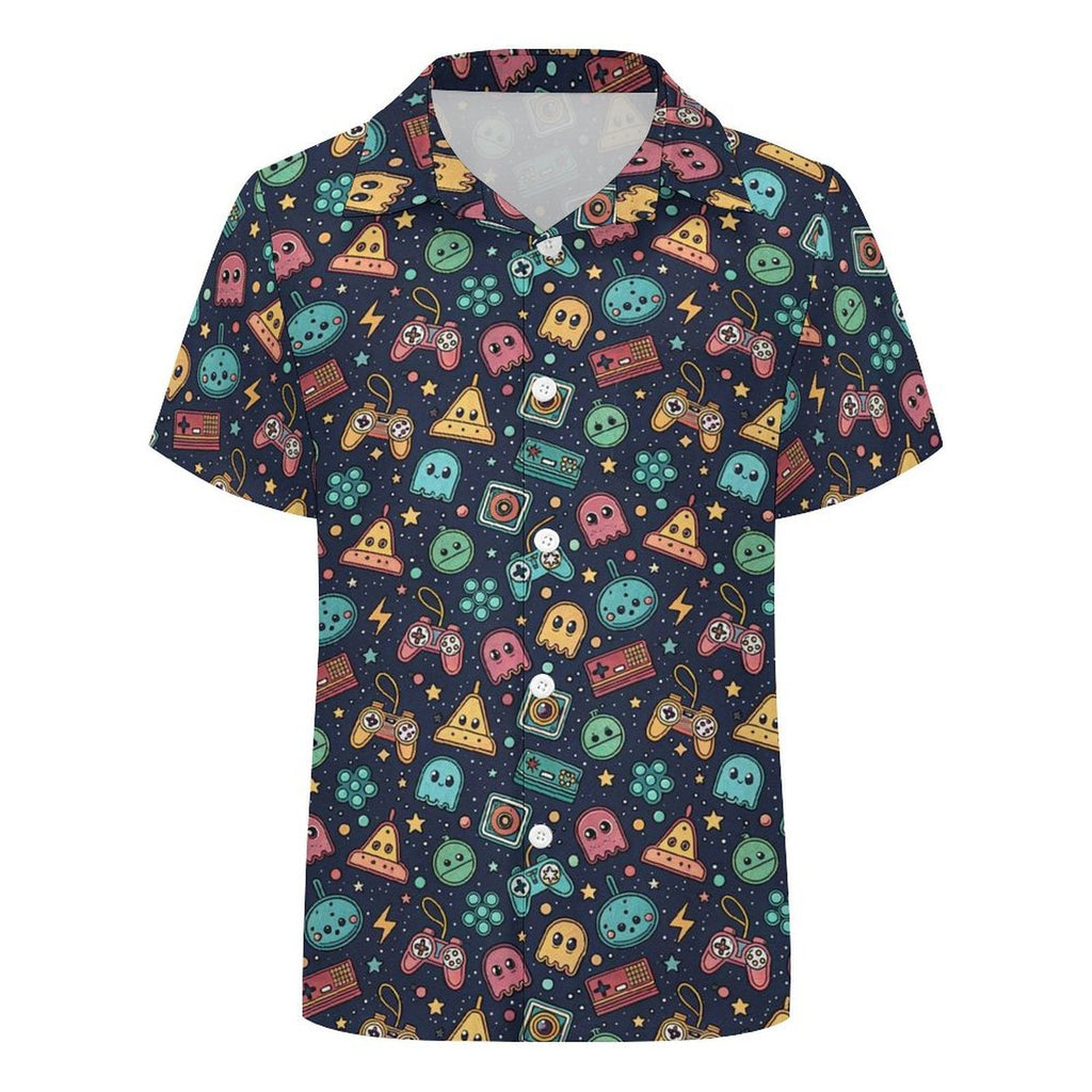 Video Arcade Kids Youth Short Sleeve Button Up Shirt
