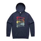 Retro Guitars - Mens Hoodie Midnight Blue Mens Hoodie Music Printed In Australia