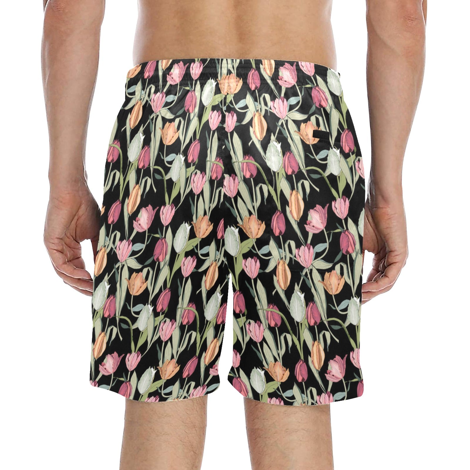 Tulips - Men's Mid-Length Beach Shorts Men's Mid-Length Beach Shorts Plants Printed Offshore