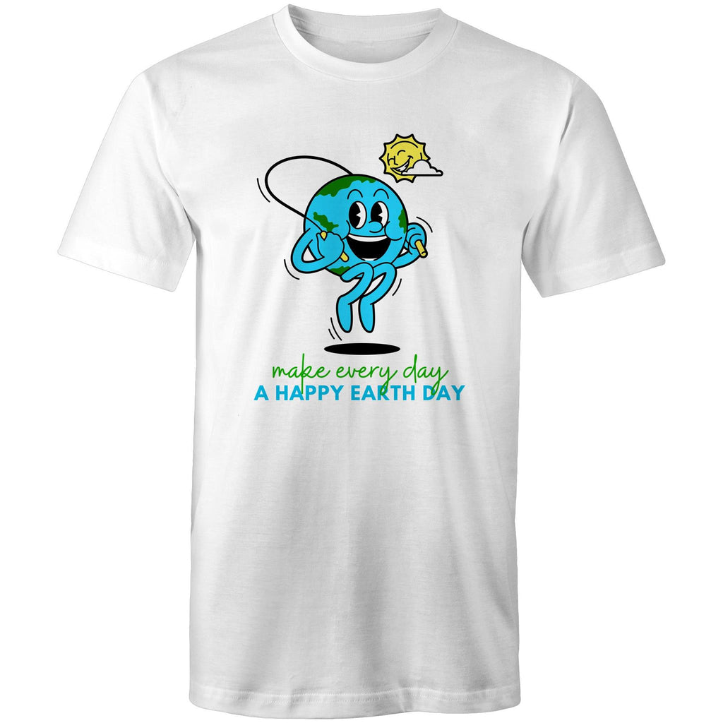 Make Every Day A Happy Earth Day - Mens T-Shirt White Mens T-shirt Environment Printed In Australia