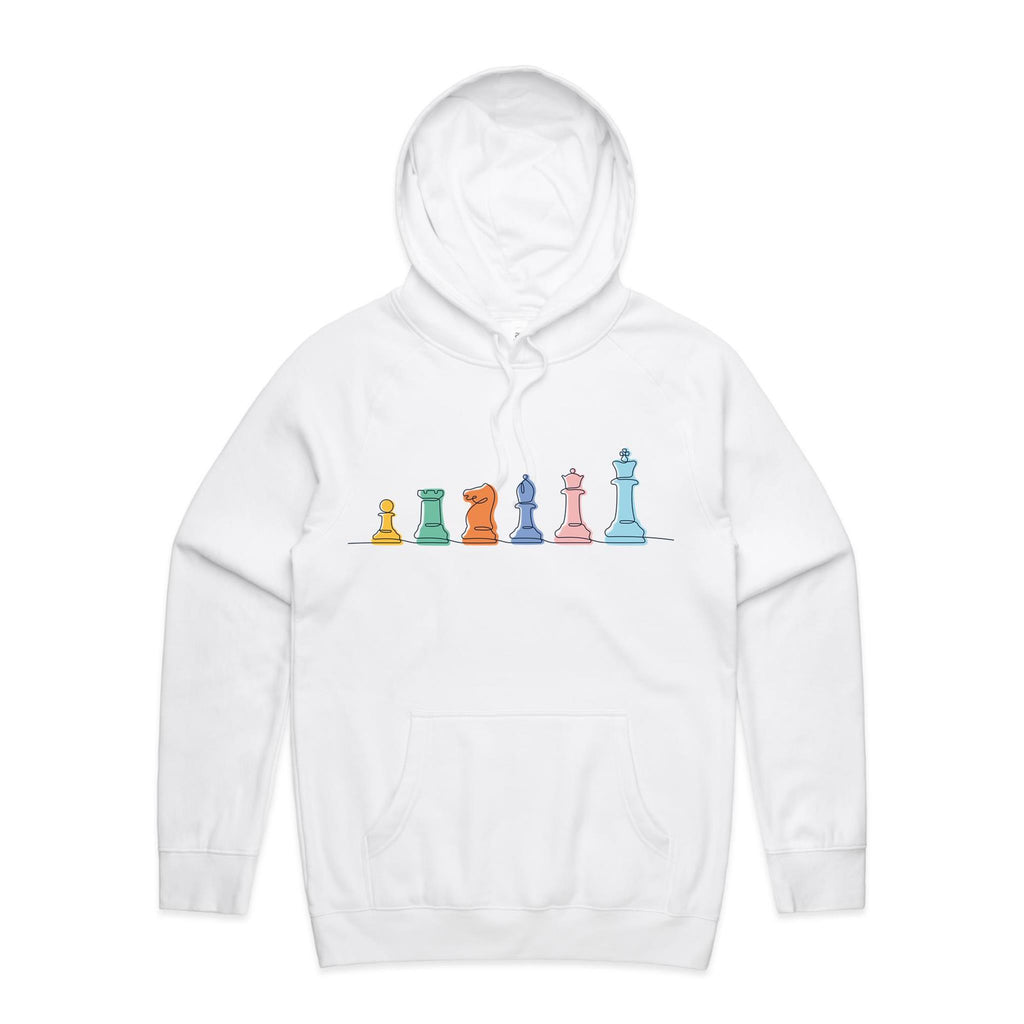 Chess - Mens Hoodie White Mens Hoodie Chess Games Printed In Australia