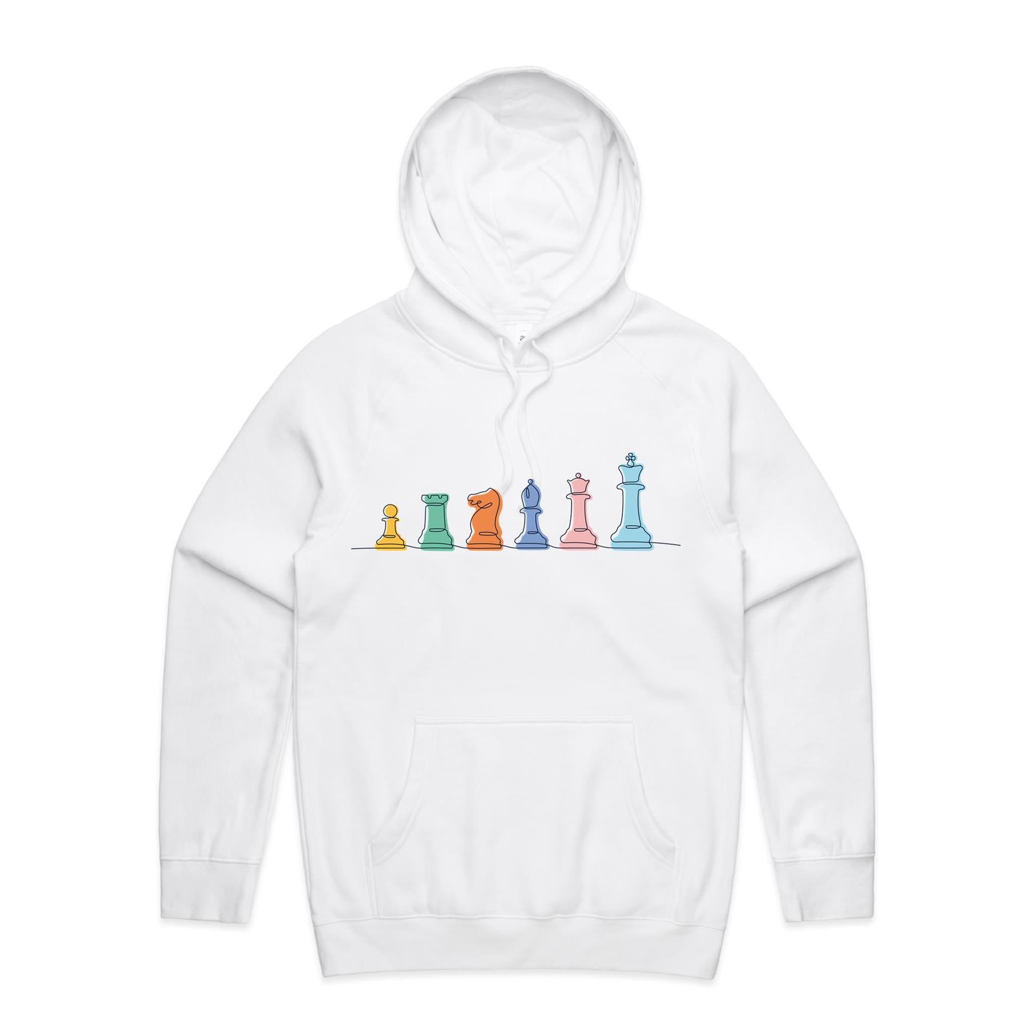 Chess - Mens Hoodie White Mens Hoodie Chess Games Printed In Australia