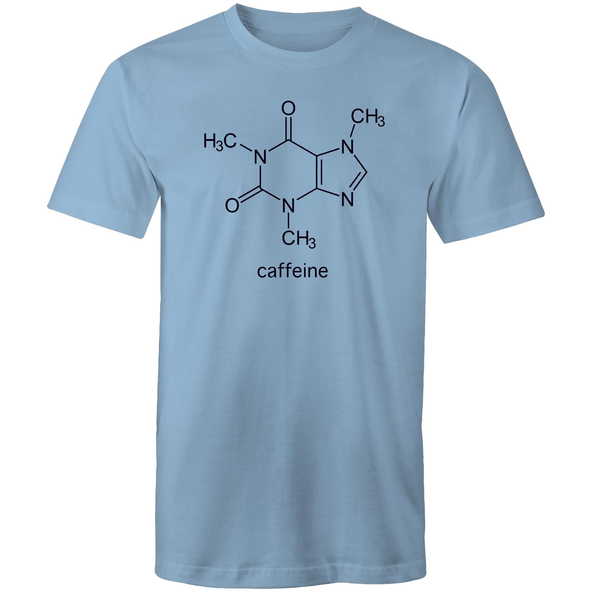 Caffeine Molecule - Mens T-Shirt Carolina Blue Mens T-shirt Coffee Printed In Australia Science
