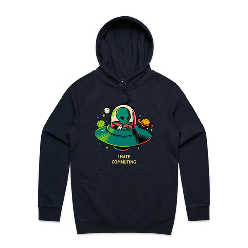 Alien Commute - Mens Hoodie Navy Mens Hoodie Printed In Australia Sci Fi