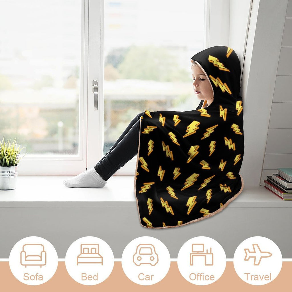 Lightning Bolts, Comic Book Kids Hooded Blanket 100cm x 130cm Kids Hooded Blanket comic Printed Offshore