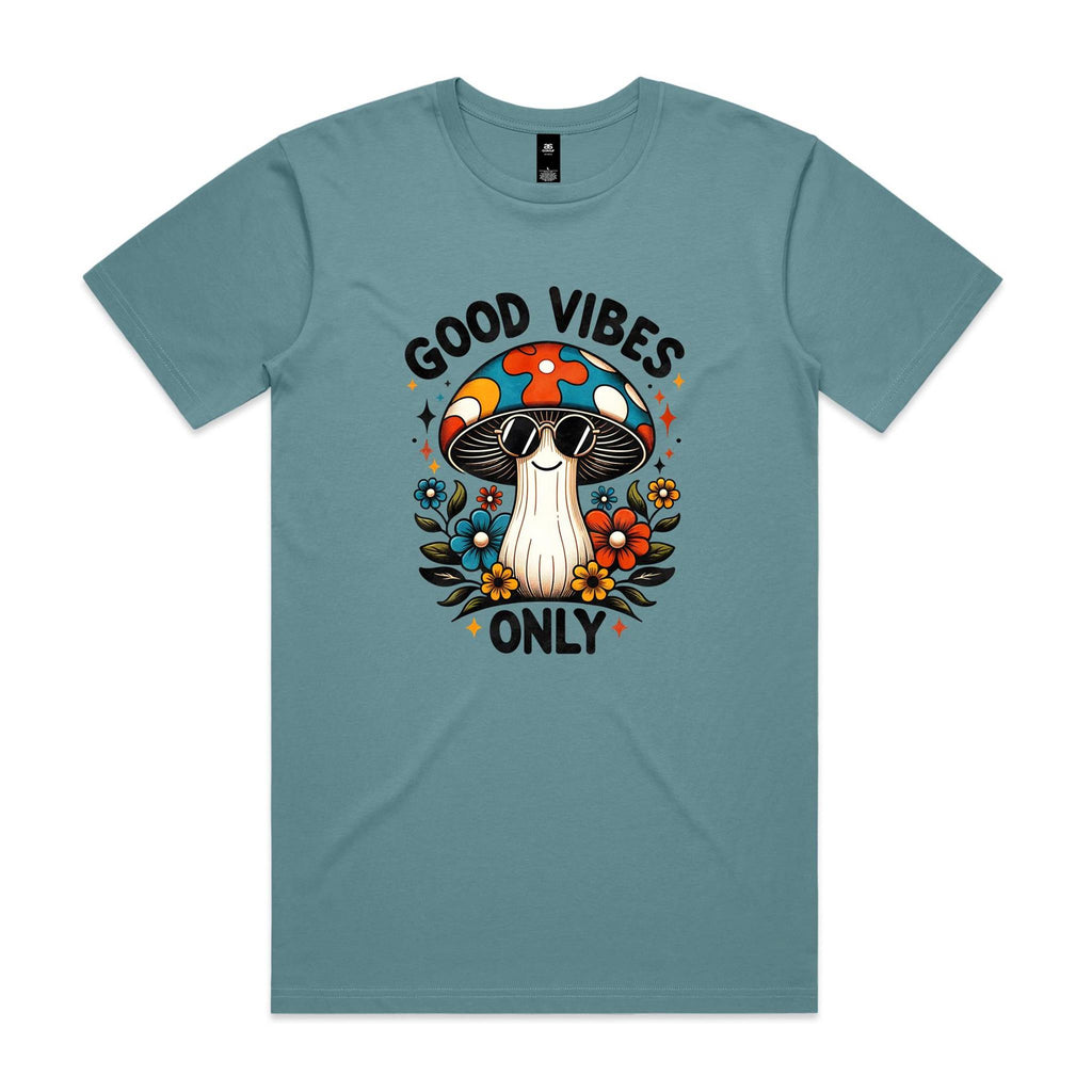 Good Vibes Only, Hippie Mushroom With Sunglasses - Mens T-shirt