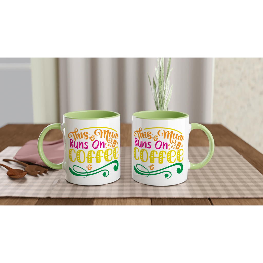 Personalised - This Mum Runs On Coffee - 11oz Ceramic Mug Personalised Mug customise Globally Fulfilled Mum personalise