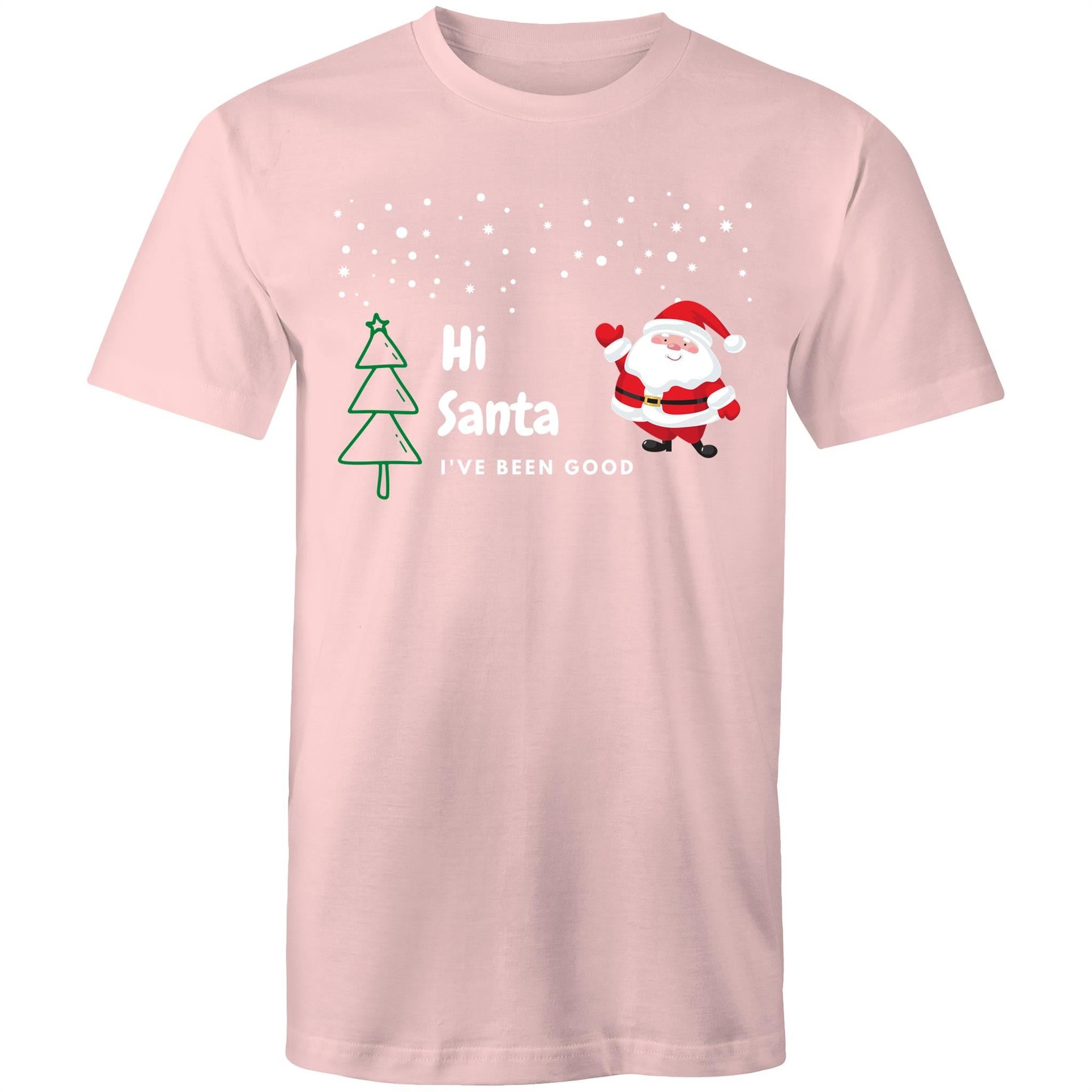 Hi Santa, I've Been Good - Mens T-Shirt Pink Mens Christmas T-shirt Christmas Printed In Australia