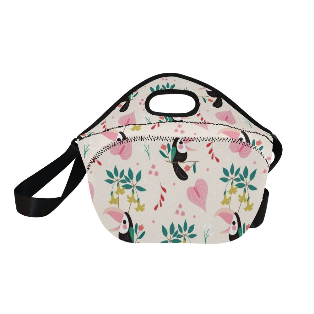 Toucans In Pink Neoprene Lunch Bag/Large (Model 1669) Neoprene Lunch Bag animal Printed Offshore