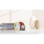 Christmas Gnome Wrapped In Lights - White 11oz Ceramic Mug with Colour Inside Christmas Colour Mug Christmas Globally Fulfilled