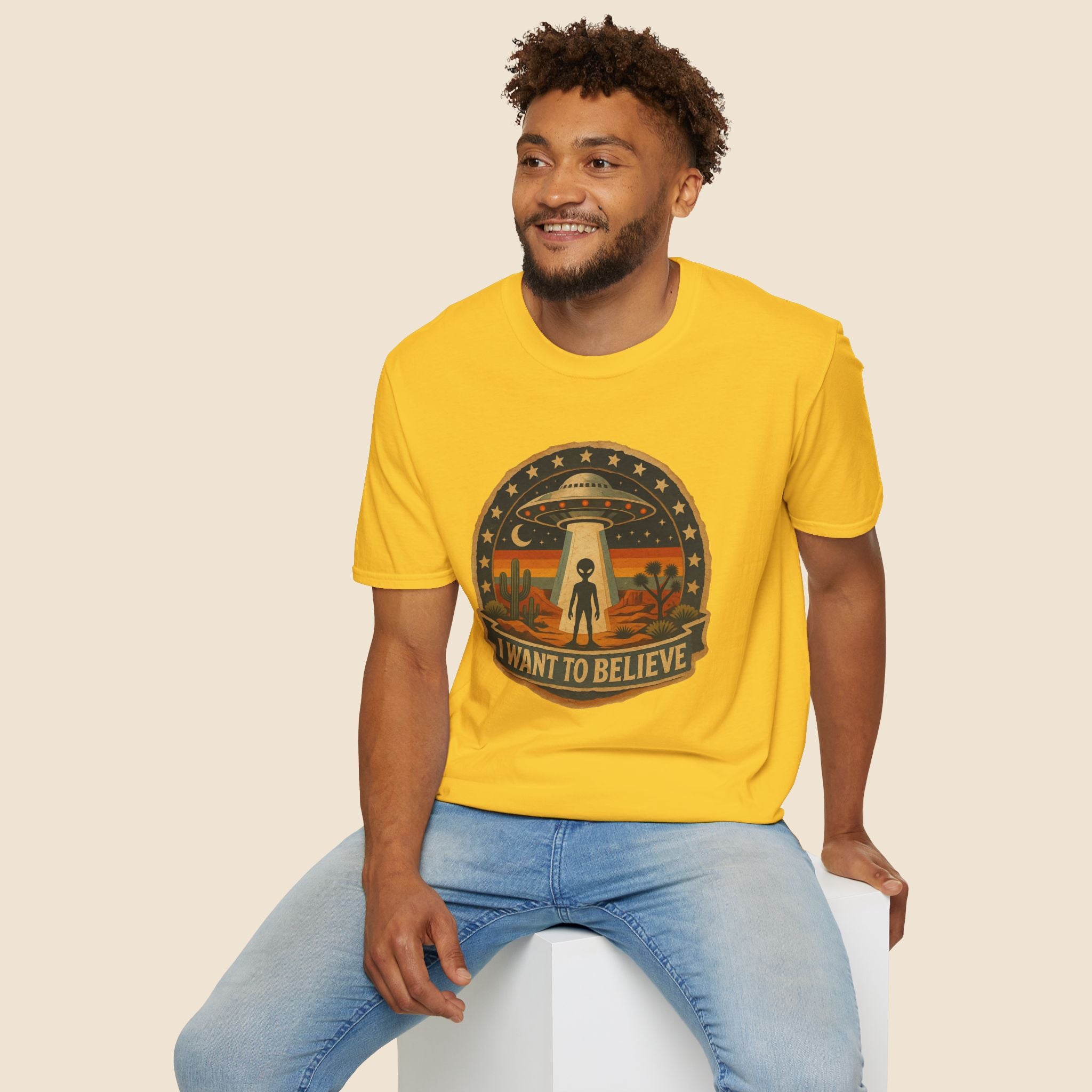 I Want To Believe UFO Alien Abduction Unisex T-Shirt Daisy Unisex Adult T-shirt Globally Fulfilled Sci Fi