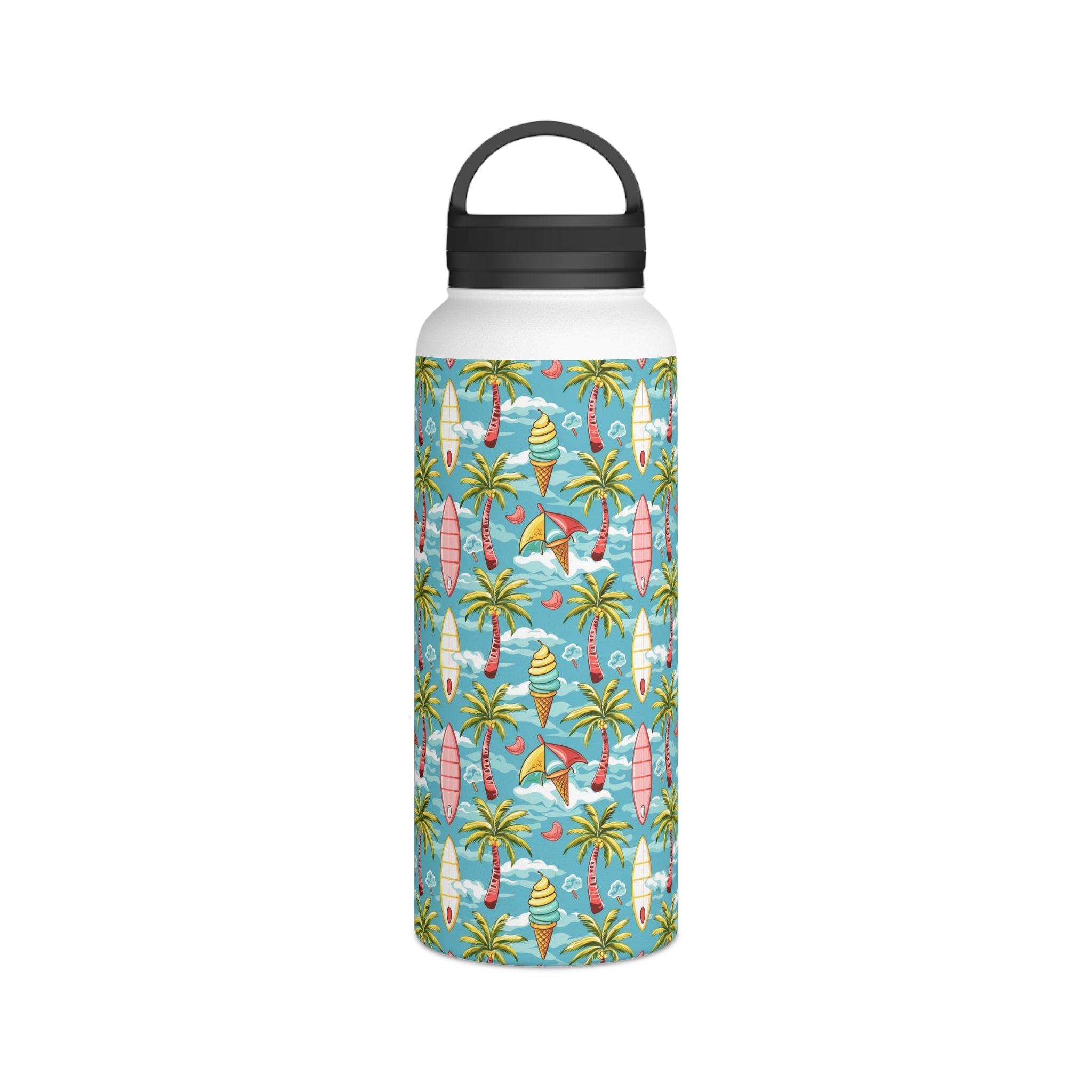 Summer Surf - Stainless Steel Water Bottle, Handle Lid Stainless Steel Water Bottle With Handle Lid Globally Fulfilled Summer Surf