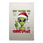 Just Waiting For Christmas - AS Colour Tea Towel Cream One Size Christmas Tea Towel Christmas Printed In Australia