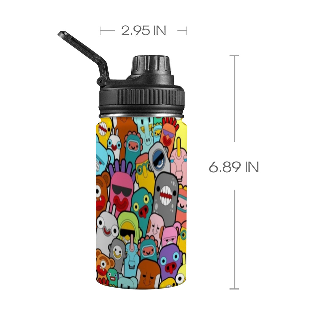 Happy Monsters - Kids Water Bottle with Chug Lid (12 oz)