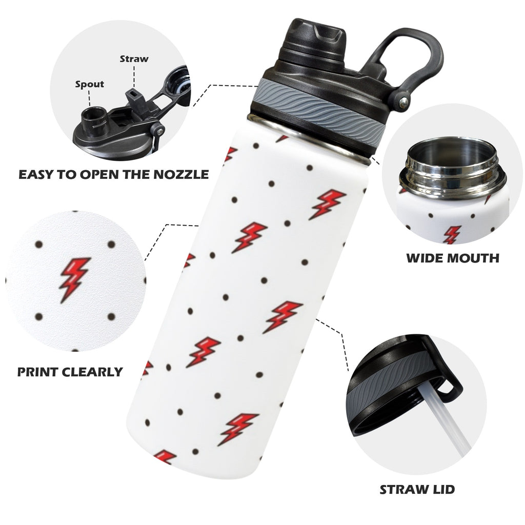 Red Lightning - Insulated Water Bottle with Dual-Use Lid (18oz) Insulated Water Bottle with Dual-Use Lid (18oz) comic Printed Offshore