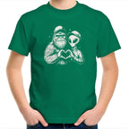 Alien Bigfoot Heart Hands - Kids Youth T-shirt Kelly Green Kids Youth T-shirt Love Printed In Australia Sci Fi