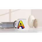 Personalised - Comic Book Initial - White 11oz Ceramic Mug with Color Inside Personalised 11oz Mug comic Customise Globally Fulfilled Name Personalise