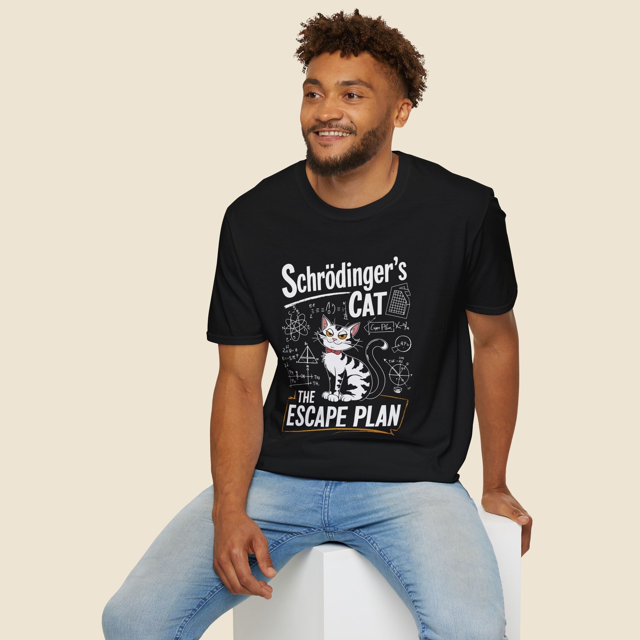 Schrödinger's Cat Escape Plan UnisexT-Shirt Unisex Adult T-shirt animal Globally Fulfilled Science
