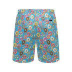 Doughnuts On Blue Men's Mid-Length Beach Shorts Men's Mid-Length Beach Shorts Food Printed Offshore