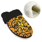 Halloween Men's Fur Trim Thick-Sole Indoor Slippers Men's Fur Trimmed Slippers Halloween Printed Offshore