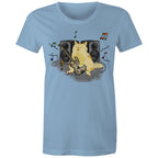 Cat Bass Player - Womens T-shirt Carolina Blue Womens T-shirt animal Music Printed In Australia