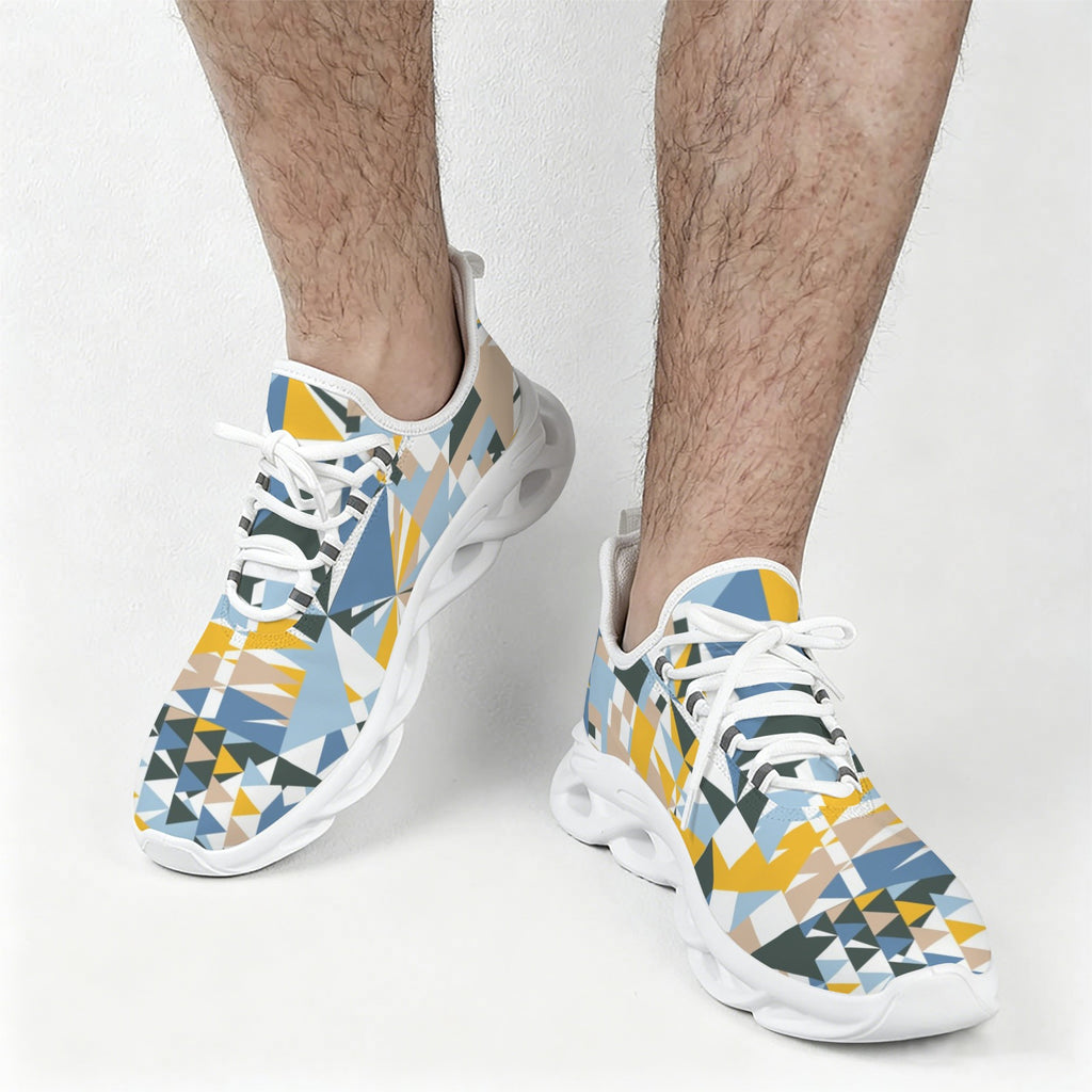 Blue Geometric Men's Twisted Sole Sneakers