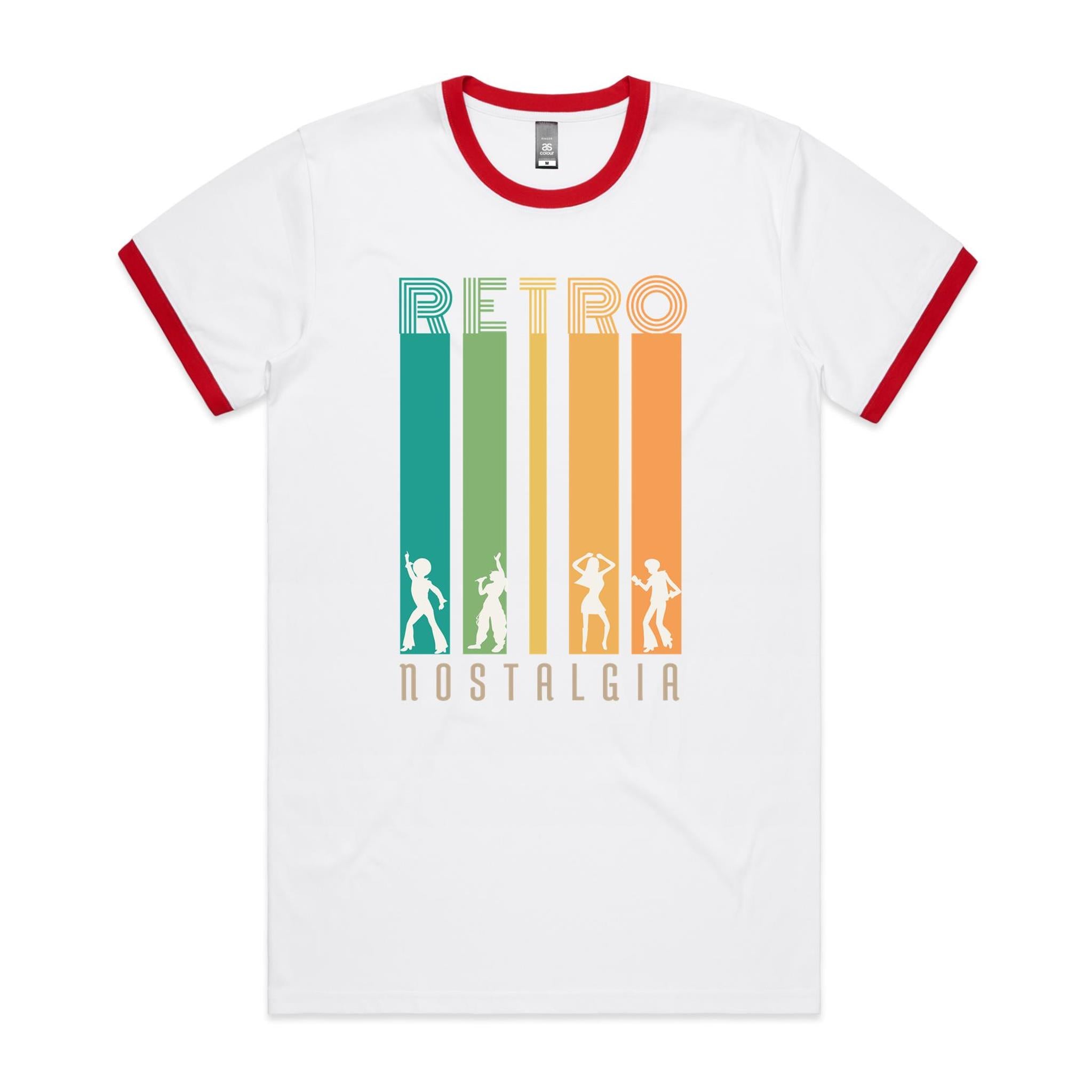Retro Nostalgia - Staple Ringer Tee White Red Ringer T-Shirt Printed In Australia Retro