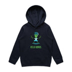 Alien Skate, Hello Humans - Kids Hoodie Navy Kids Hoodie Printed In Australia