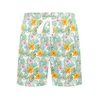 Tropical Flowers And Leaves Men's Mid-Length Beach Shorts Men's Mid-Length Beach Shorts Plants Printed Offshore