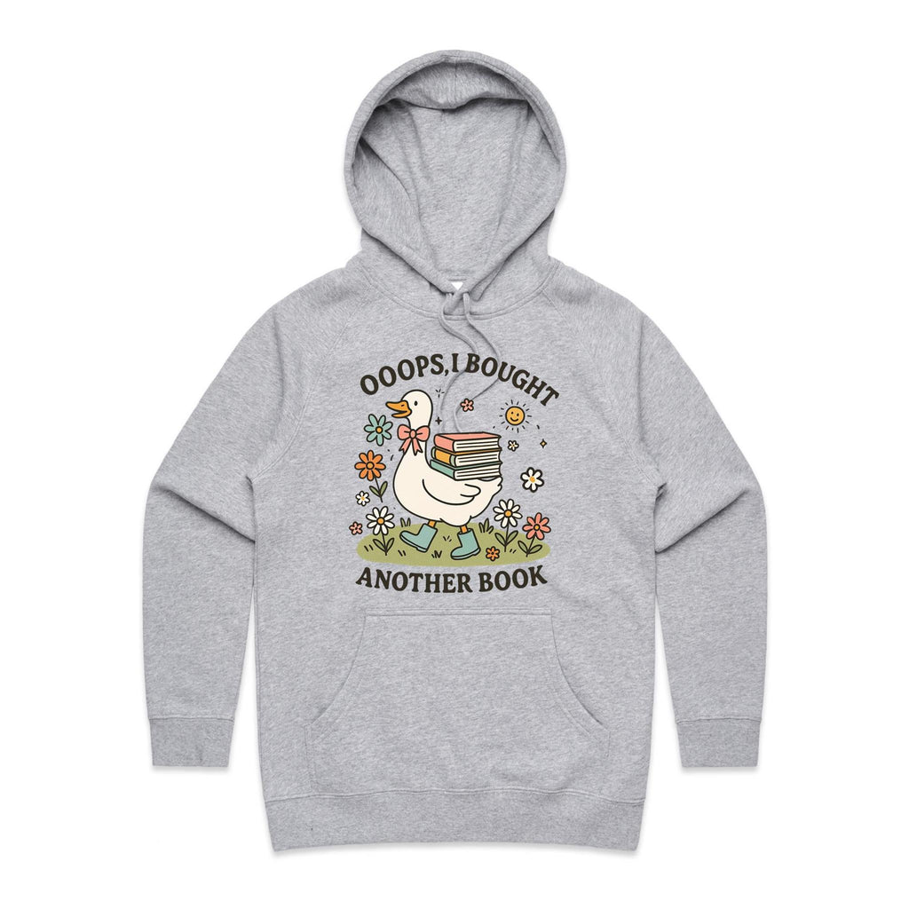 Oops, I Bought Another Book - Womens Hoodie Grey Marle Womens Hoodie animal Printed In Australia Reading