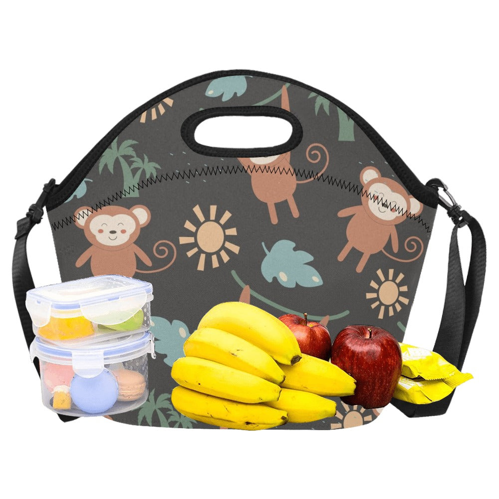 Monkey Swing Neoprene Lunch Bag/Large (Model 1669) Neoprene Lunch Bag animal Printed Offshore