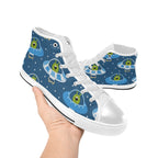 Cute Aliens in UFOs - Men's High Top Canvas Shoes