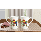 Personalise - Lorikeet, Australian Birds - White 10oz Porcelain Slim Mug Personalised Porcelain Mug animal Globally Fulfilled