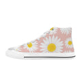 Daisies On Pink Women's High Top Canvas Shoes US12 Womens Classic High Top Shoes Printed Offshore