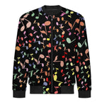 Quavers, Colourful Music Notes Men's Casual Zip‑Up Bomber Jacket
