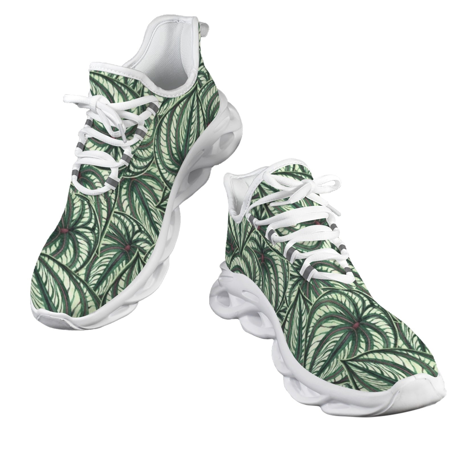 Stripy Leaves Women's Twisted Sole Sneakers
