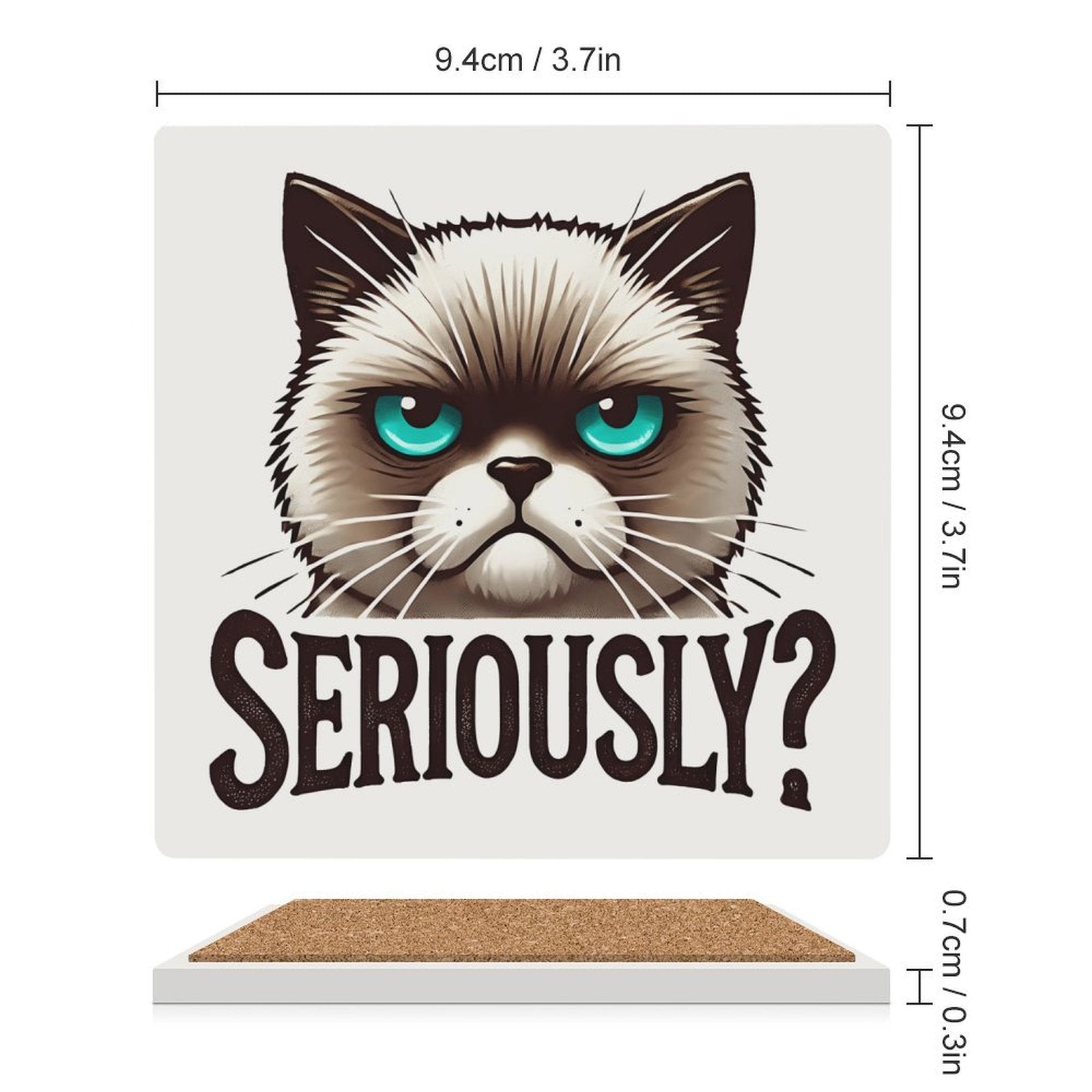 Cat Seriously - Ceramic Coasters (Square) Ceramic Coasters Printed Offshore