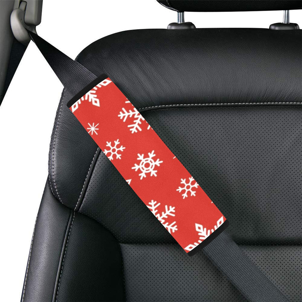 Red Snowflakes, Christmas - Car Seat Belt Cover 7''x10'' (Pack of 2) Car Seat Belt Cover 7x10 (Pack of 2) Printed Offshore
