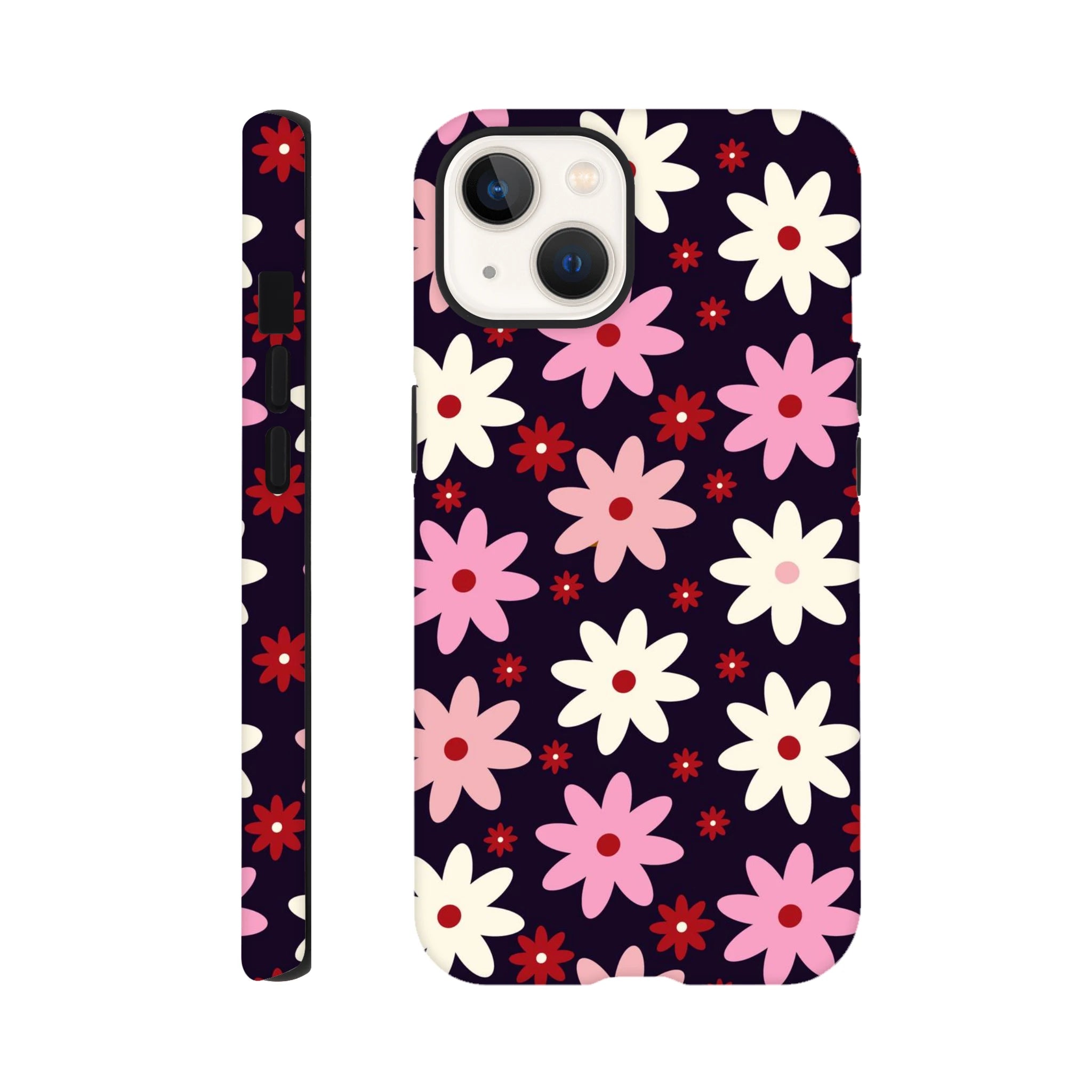 Pink Daisies On Black - Apple iPhone Tough case iPhone 13 iPhone Tough Case Globally Fulfilled Plants