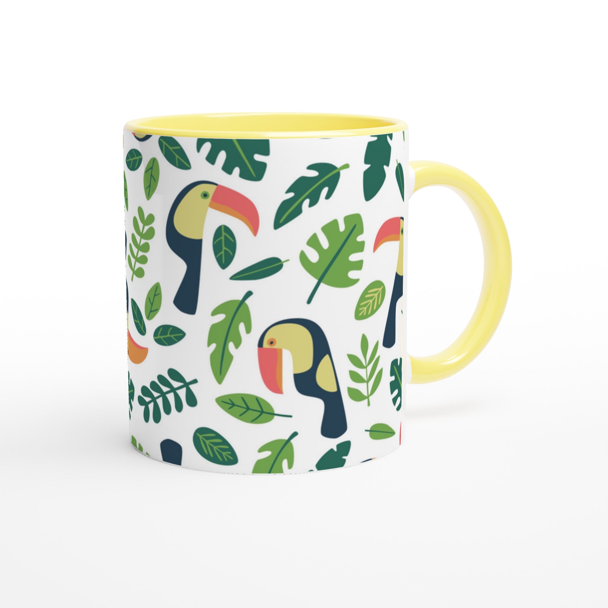 Toucans - White 11oz Ceramic Mug with Colour Inside Colour 11oz Mug Globally Fulfilled