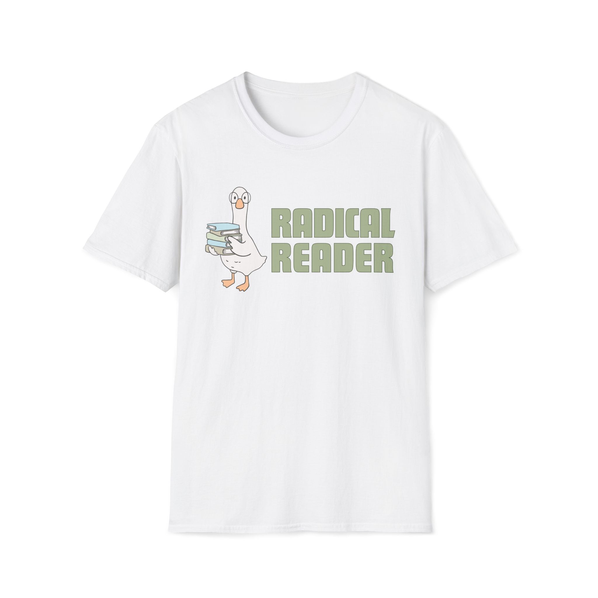 Radical Reader Goose Unisex T-shirt White Unisex Adult T-shirt animal Globally Fulfilled Reading