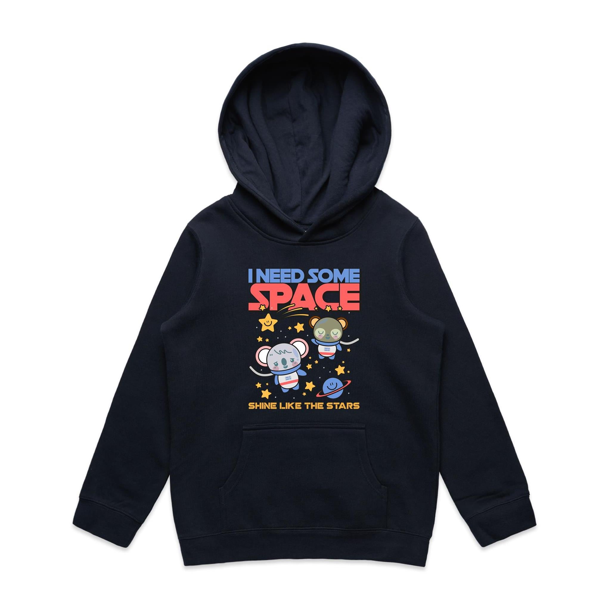 I Need Some Space - Kids Hoodie Navy Kids Hoodie Printed In Australia
