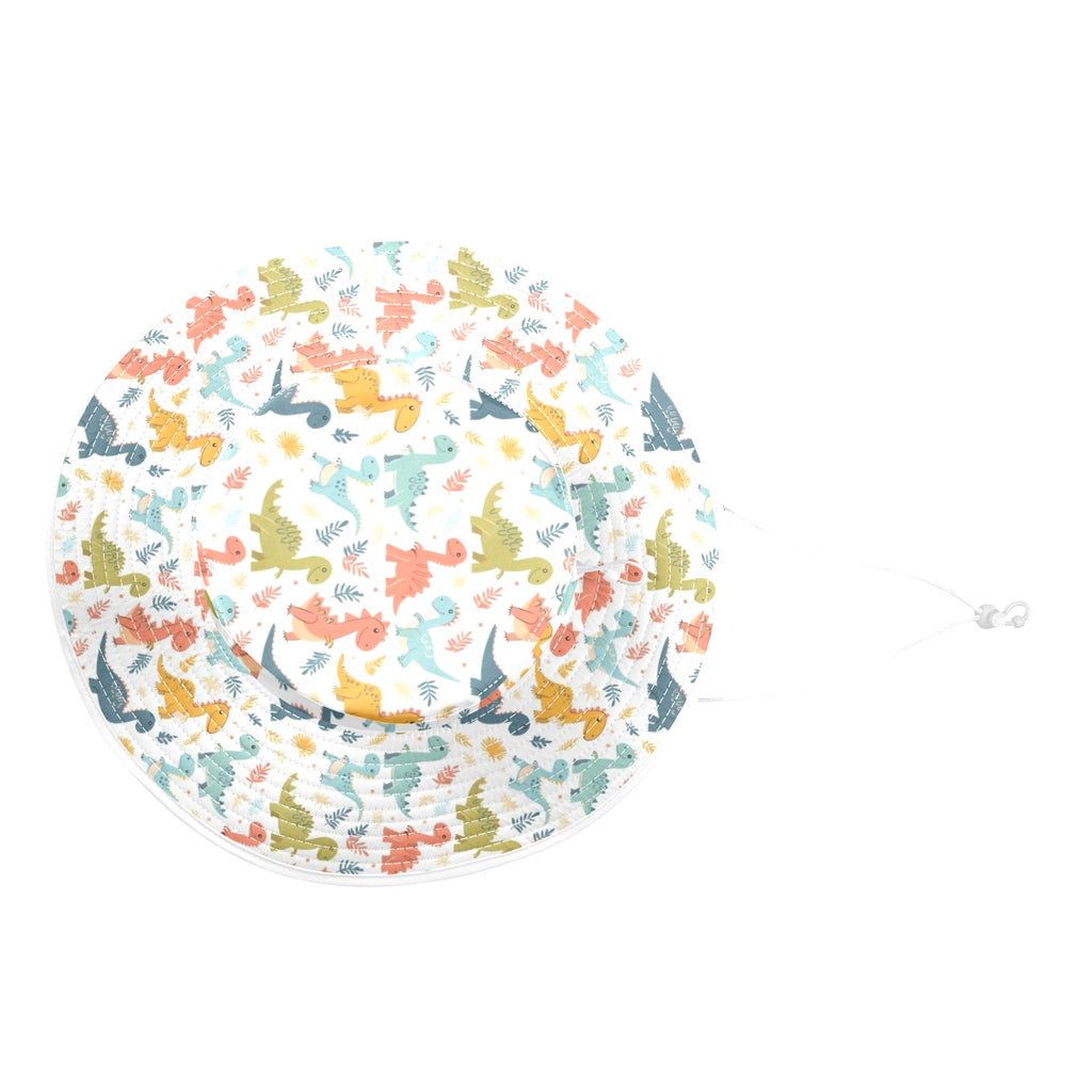Cute Colourful Dinosaurs Wide Brim Bucket Hat Wide Brim Bucket Hat animal Printed Offshore