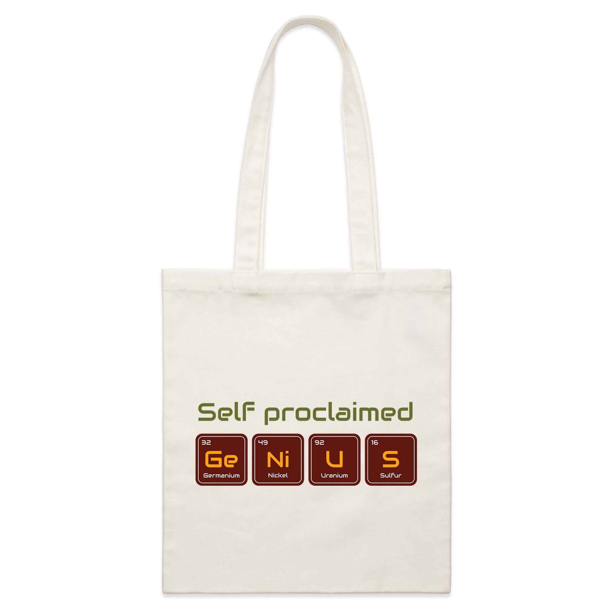 Self Proclaimed Genius - Parcel Canvas Tote Bag Default Title Small Tote Bag Printed In Australia Science
